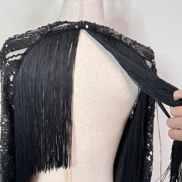 Elie Saab Bead Embroidered Gown “Dark Waves” Black Sequin Fringe FR 38 $15000 - Picture 11 of 16